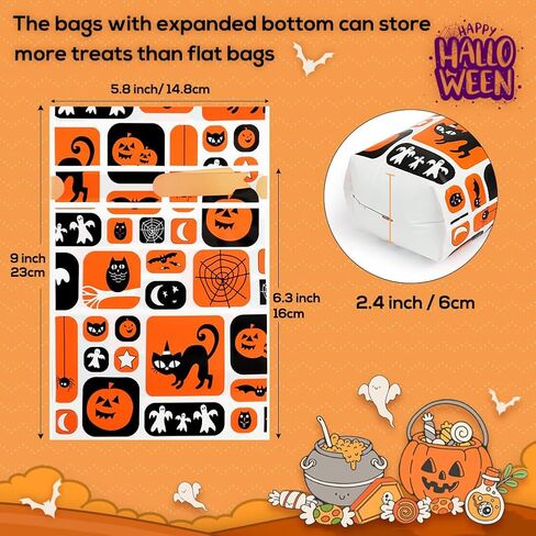 HRX Package 50pcs Halloween Treat Bags, 5.8x9x2.4 inch Drawstring Candy Bags Small Goodie Bags for Trick or Treat in Kuwait