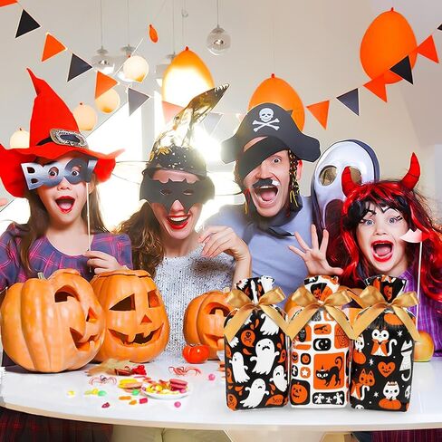 HRX Package 50pcs Halloween Treat Bags, 5.8x9x2.4 inch Drawstring Candy Bags Small Goodie Bags for Trick or Treat in Kuwait