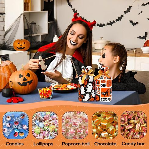 HRX Package 50pcs Halloween Treat Bags, 5.8x9x2.4 inch Drawstring Candy Bags Small Goodie Bags for Trick or Treat in Kuwait