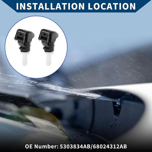 No.5303834AB/68024312AB Windshield Washer Nozzle for Jeep Patriot 2008-2013 / Front Windshield Spray Nozzles Wiper Spray Washer Jet/Durable/ABS / 2 Pcs Black White in Saudi Arabia