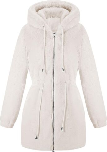 Bellivera Womens Leopard Print Fleece Coat, Spring and Winter Fashion Fuzzy Jacket Faux Fur Fluffy Cardigan Overcoat in Kuwait