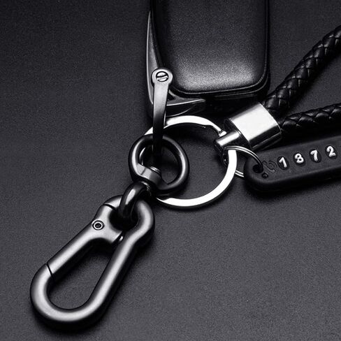 Anti-Lost Car Keychain with Phone Number Tag, Leather Braided Keyring, and Durable Metal Hook for Keys and Luggage in Saudi Arabia