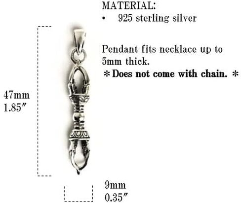 COSUMOSU Tibetan Vajra Dorje 1.85inch 925 Sterling Silver long Amulet Pendant in Saudi Arabia