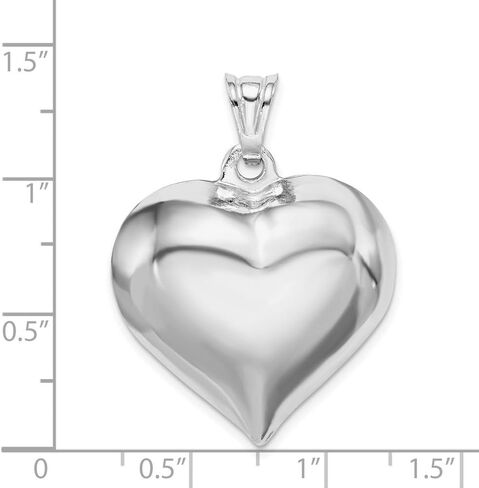 925 Sterling Silver Rhodium-plated Puffed Heart Pendant (L- 1.14 Inch, W- 1.10 Inch) in Saudi Arabia