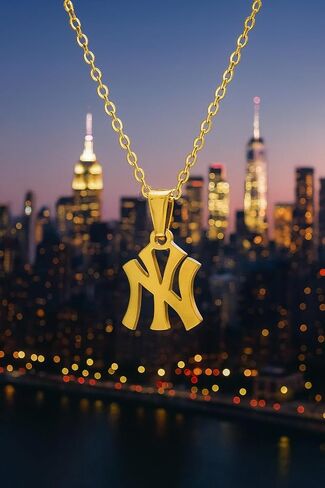 Uplift Us Marketplace New York قلادة 18K مطلية بالذهب الفولاذ المقاوم للصدأ قلادة قلادة ربط سلسلة نيويورك قلادة عالية مصقول النهاية هدية فكرة in Kuwait
