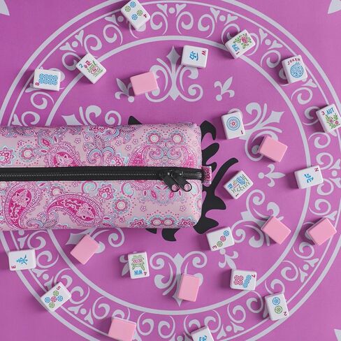 Empty Mahjongg Tile Bag,Thickened Blue Printed Soft American Mahjong Tiles Bag(Case Only) in Kuwait