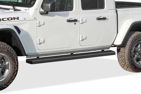 لوحات تشغيل APS مقاس 6 بوصات باللون الأسود غير اللامع متوافقة مع Jeep Gladiator 2020-2025 Crew Cab من الفولاذ المقاوم للصدأ (قضبان Nerf وخطوات جانبية وقضبان جانبية) in Saudi Arabia
