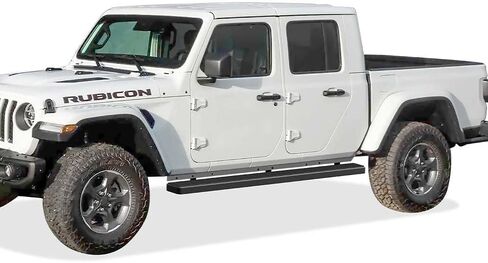 لوحات تشغيل APS مقاس 6 بوصات باللون الأسود غير اللامع متوافقة مع Jeep Gladiator 2020-2025 Crew Cab من الفولاذ المقاوم للصدأ (قضبان Nerf وخطوات جانبية وقضبان جانبية) in Saudi Arabia
