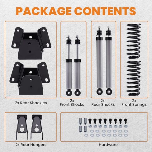 مجموعة تخفيض maXpeedingrods 3 بوصة أمامية و4 بوصة خلفية لسيارة Ford F100/F150 1973-1979 2WD، شماعة قطرة وتكبل، زنبرك ملفوف منخفض، صدمات السقوط in Saudi Arabia