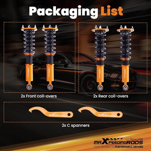 maXpeedingrods Coilovers for Lexus LS400 XF10 1990-1994, for Toyota Celsior 1990-1994, Height Adjustable Coilovers Suspension Kit, Preset Damping Shock Absorber Struts, Lowering Kits by 1-3" Gold in Saudi Arabia