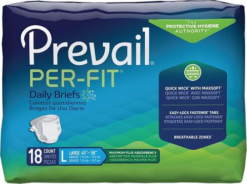 Prevail Per-Fit PF-013 Maximum Absorbency Incontinence Briefs, Large, 18-Count (Pack of 4) in Saudi Arabia
