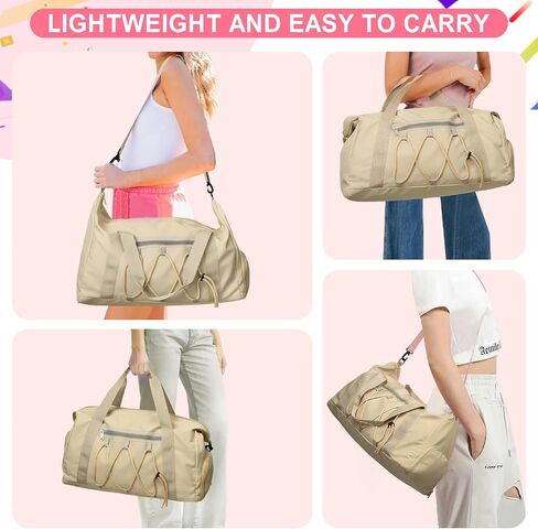 Travel Duffel Bag 26L, Carry On Weekender Overnight Bag with Shoe Compartment & Wet Pocket, Lightweight Gym Sports Bag for Women Men, Airplane Friendly Personal Item Bag - Black in Kuwait