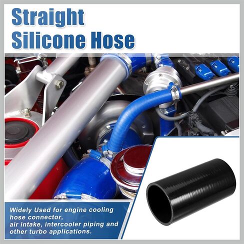 2.75" ID 6" Length 4-Ply Reinforced High Temp Straight Coupler Silicone Reducer Hose Black for Car Intercooler Intake Piping Replacement Car Parts in Saudi Arabia