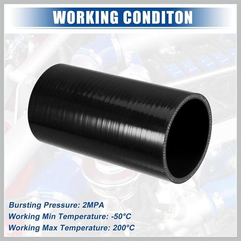 2.75" ID 6" Length 4-Ply Reinforced High Temp Straight Coupler Silicone Reducer Hose Black for Car Intercooler Intake Piping Replacement Car Parts in Saudi Arabia
