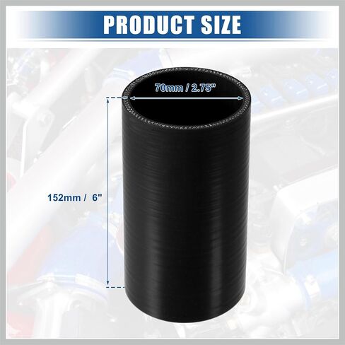 2.75" ID 6" Length 4-Ply Reinforced High Temp Straight Coupler Silicone Reducer Hose Black for Car Intercooler Intake Piping Replacement Car Parts in Saudi Arabia