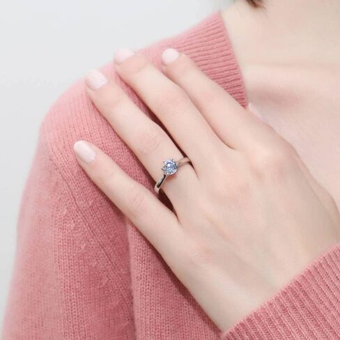 BERRICLE Sterling Silver Solitaire Wedding Engagement Promise Rings for Her, Stackable Band Ring Set for Women, Round Cubic Zirconia CZ, 1-3 Piece Set in Saudi Arabia