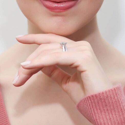 BERRICLE Sterling Silver Solitaire Wedding Engagement Promise Rings for Her, Stackable Band Ring Set for Women, Round Cubic Zirconia CZ, 1-3 Piece Set in Saudi Arabia
