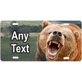 Personalized Grizzly Bear Front Plate, Any Text Customizable Aluminum Vanity car tag in Saudi Arabia