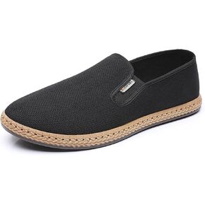Men's Canvas Loafers Slip On Shoes Casual Cloth Driver Shoes Leisure Fashion Wide Easy to Put On and Take Off Comfortable in Saudi Arabia