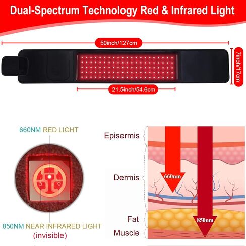 Red Light Therapy Pad Wearable 660nm & 850nm Infrared Light Therapy Mat Devices 31.5" x 11.8" Large Wrap Belt for Body Back Shoulders Waist Joint Muscle Pain Relief in Saudi Arabia