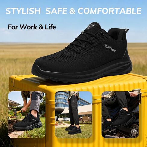 Composite Toe Shoes for Men Lightweight Steel Toe Shoes Comfortable Non Slip Work Shoes Breathable Construction Safety Sneakers Puncture Proof in Saudi Arabia