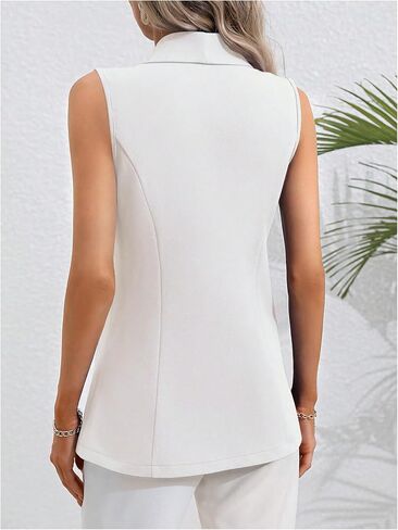 WDIRARA Women's Casual Dressy Button Down Vest Blazer Sleeveless Collared Outerwear in Saudi Arabia