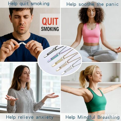 Quit Smoking Necklace, Anxiety Relief Breathing Inhaler with Essential Oil Pad - Aromatherapy Diffuser Pendant for Smokers, Stainless Steel Necklace for Women & Men in Saudi Arabia