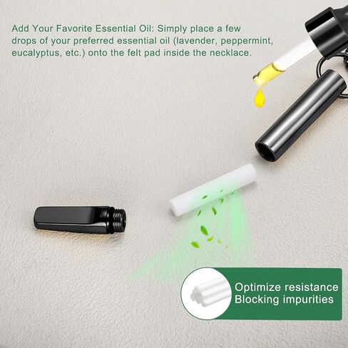 Quit Smoking Necklace, Anxiety Relief Breathing Inhaler with Essential Oil Pad - Aromatherapy Diffuser Pendant for Smokers, Stainless Steel Necklace for Women & Men in Saudi Arabia