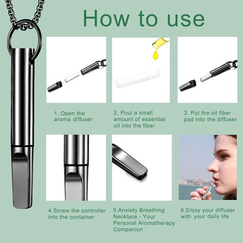 Quit Smoking Necklace, Anxiety Relief Breathing Inhaler with Essential Oil Pad - Aromatherapy Diffuser Pendant for Smokers, Stainless Steel Necklace for Women & Men in Saudi Arabia