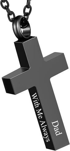 RIPFEVURN Cremation Jewelry Black Cross Urn Necklaces for Ashes for Women Men Human Ashes with Me Always Memorial Keepsake Pendant in Saudi Arabia
