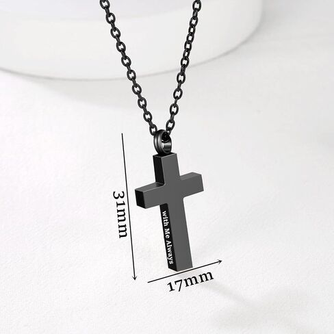 RIPFEVURN Cremation Jewelry Black Cross Urn Necklaces for Ashes for Women Men Human Ashes with Me Always Memorial Keepsake Pendant in Saudi Arabia