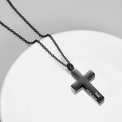 RIPFEVURN Cremation Jewelry Black Cross Urn Necklaces for Ashes for Women Men Human Ashes with Me Always Memorial Keepsake Pendant in Saudi Arabia