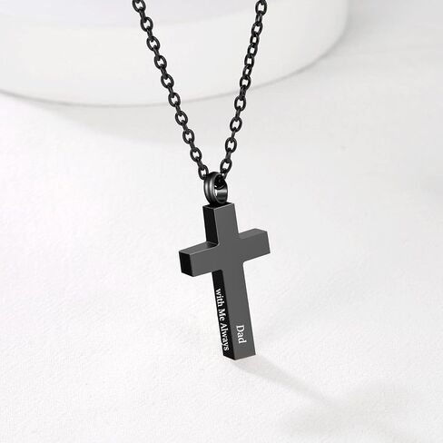 RIPFEVURN Cremation Jewelry Black Cross Urn Necklaces for Ashes for Women Men Human Ashes with Me Always Memorial Keepsake Pendant in Saudi Arabia