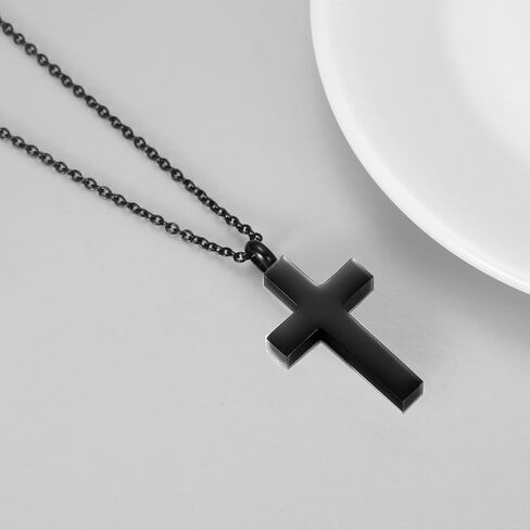 RIPFEVURN Cremation Jewelry Black Cross Urn Necklaces for Ashes for Women Men Human Ashes with Me Always Memorial Keepsake Pendant in Saudi Arabia