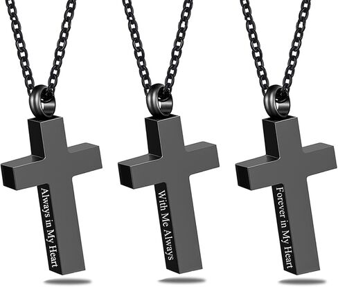 RIPFEVURN Cremation Jewelry Black Cross Urn Necklaces for Ashes for Women Men Human Ashes with Me Always Memorial Keepsake Pendant in Saudi Arabia