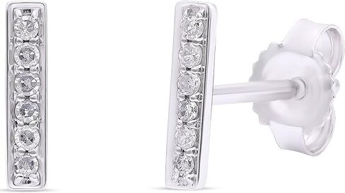 DISENO Diamond Earrings in 10k Yellow Gold Bar Stud Earrings with Natural Diamonds 0.07 Carat (F-G Color, SI1-SI2 Clarity) Fine Jewelry for Women - Gifts for Birthday, Wedding, and Special Occasions in Saudi Arabia