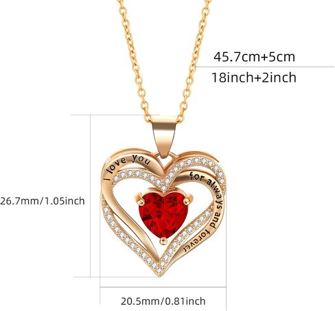 Heart Birthstone Necklace or Compass Birthstone Necklace for Women Adjustable Chain,Always & Forever Personalized Gift for Wife Girlfriend Mom on Mother's Day & Anniversary in Saudi Arabia