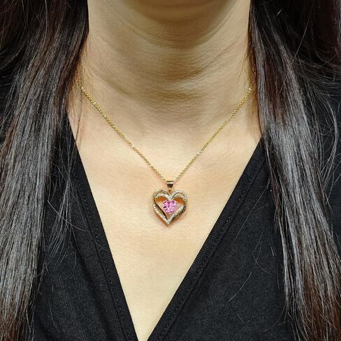 Heart Birthstone Necklace or Compass Birthstone Necklace for Women Adjustable Chain,Always & Forever Personalized Gift for Wife Girlfriend Mom on Mother's Day & Anniversary in Saudi Arabia