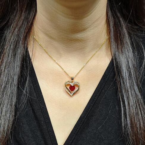 Heart Birthstone Necklace or Compass Birthstone Necklace for Women Adjustable Chain,Always & Forever Personalized Gift for Wife Girlfriend Mom on Mother's Day & Anniversary in Saudi Arabia