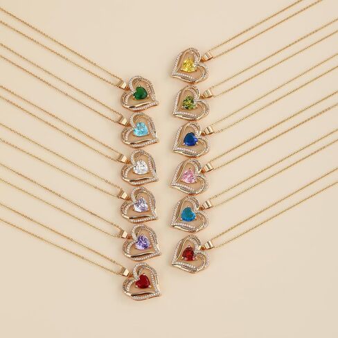 Heart Birthstone Necklace or Compass Birthstone Necklace for Women Adjustable Chain,Always & Forever Personalized Gift for Wife Girlfriend Mom on Mother's Day & Anniversary in Saudi Arabia