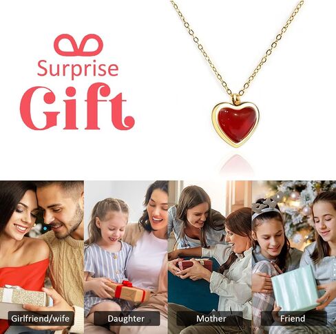 Red Heart Carnelian Necklace for Women, Stone Heart Pendant Necklaces for Teen Girls, Anniversary Birthday Gifts for Her in Saudi Arabia