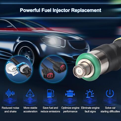 Pack of 2 Fuel Injectors & Harness Compatible with Polaris Ranger 800 11-17 for RZR 800 11-14 for Ranger Crew 800 11-13 for Ranger XP 800 12-13 Replace 0280158197 1204318 1204319 4 Holes in Saudi Arabia