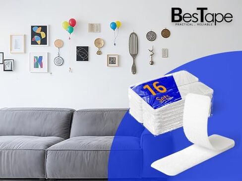 16 Sets 1 x 3 inch Adhesive Fastener Strips, Heavy Duty, Strong Back Adhesive Fasten Command Strips, Double Sided for School, Classroom, Office, Home Use, White in Kuwait