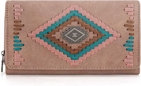 Montana West Aztec Wallet for Women Western Whipstitch Womens Wallet Card Holder Wallet MW1332-W010BR in Saudi Arabia