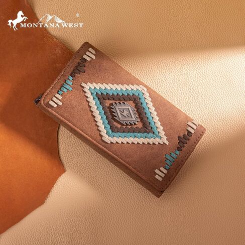مونتانا ويست ازتيك المحفظة للنساء الغربية Whipstitch المرأة المحفظة حامل البطاقة المحفظة MW1332-W010BR in Kuwait