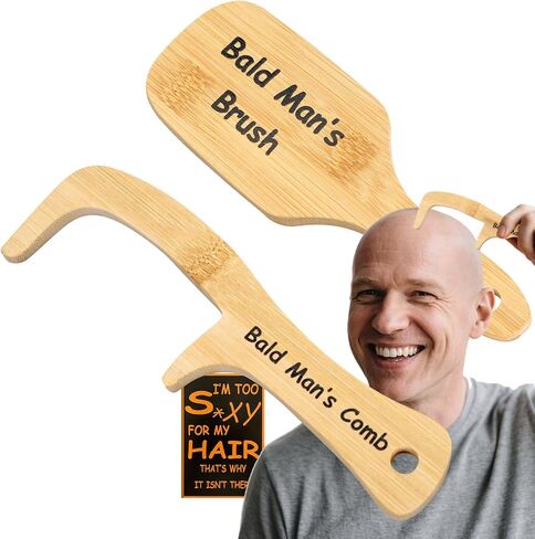 2PCS Funny Bald Man's Comb Funny Gag Gift April Fools' Day Gift Prank Gift for Men Hair Loss Comb for Bald Men Gift Over The Hill Party Gift Birthday for Men in Kuwait