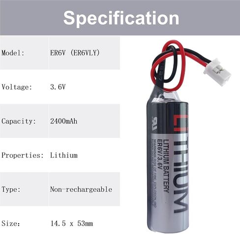 5 قطع من بطارية KUANMAI ER6V 3.6 فولت بطارية ER6VLY 2400 مللي أمبير في الساعة مع قابس أبيض لبطارية Fuji Mounter Fuji H1021H ER6VLY NXT H12.V12.H24 (5 قطع) in Saudi Arabia
