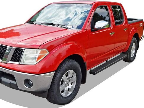لوحات تشغيل سوداء من الفولاذ المقاوم للصدأ مقاس 5 بوصة من APS متوافقة مع Nissan Frontier 2005-2025 Crew Cab (خطوات جانبية لقضبان Nerf) in Saudi Arabia