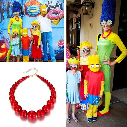 Flyonce Large Big Simulated Pearl Chunky Strand Choker Necklaces, Halloween Costume Statement Bib Necklace Jewelry for Cosplay Parties in Saudi Arabia