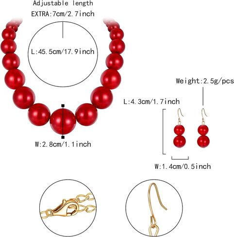 Flyonce Large Big Simulated Pearl Chunky Strand Choker Necklaces, Halloween Costume Statement Bib Necklace Jewelry for Cosplay Parties in Saudi Arabia